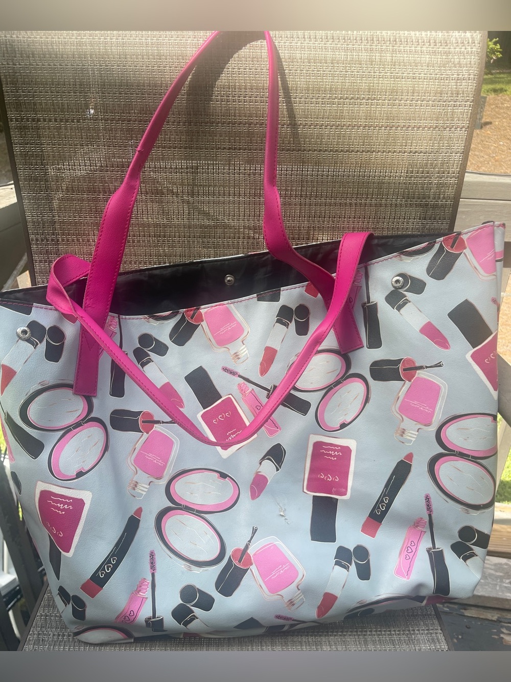 Vintage Large Snap Tote bag    make up  theme  nail polish lipgloss lipstick